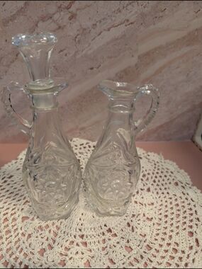 Clear Pressed Glass Cruet Set Anchor Hocking Vintage Read Listing